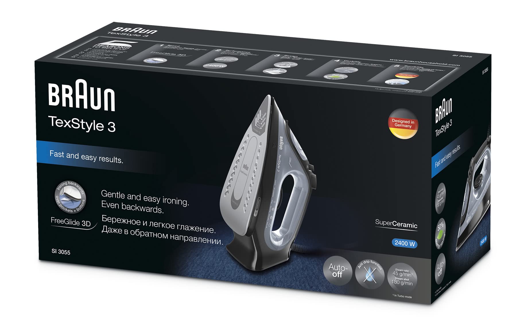 Braun TeXStyle Steam Iron, Black Min 1 year warranty كواية تيكستايل بالبخار من براون، اسود Braun TeXStyle Steam Iron, Black Min 1 year warranty كواية تيكستايل بالبخار من براون، اسود
